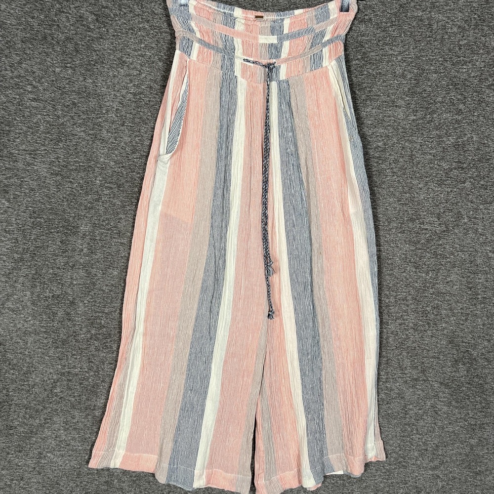 Free People Striped Wide Leg Jumpsuit — Pink, Blue & White